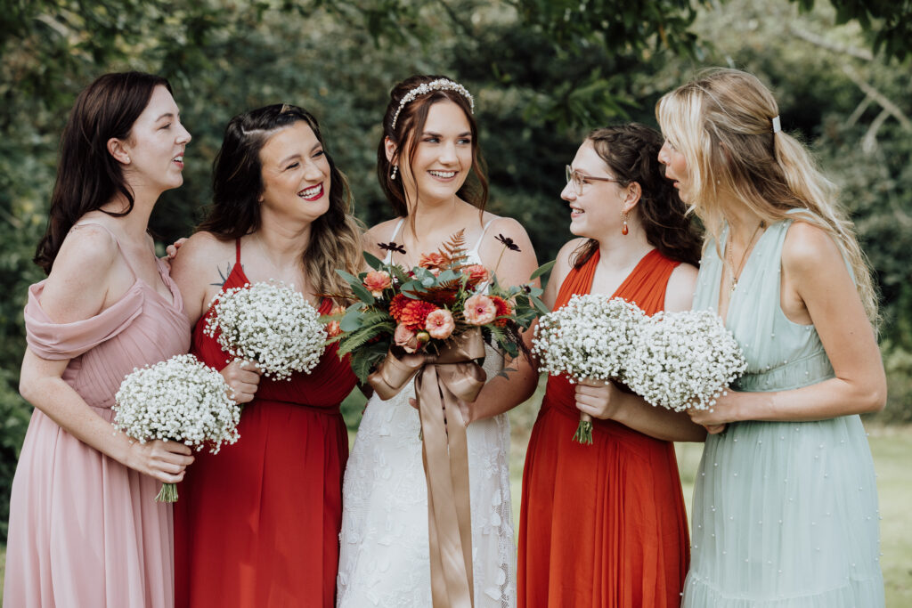 Wedding Photography: Female bride with four bridesmaids